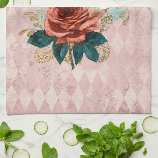 Vintag Luna Moth Bouquet Geschirrtuch (Gefaltet)