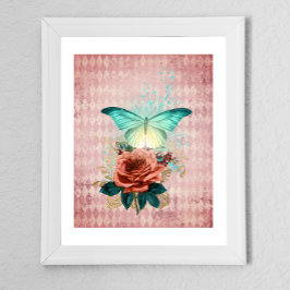 Vintag Luna Moth Bouquet Poster