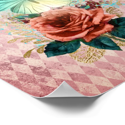 Vintag Luna Moth Bouquet Poster (Ecke)