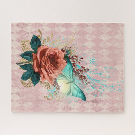 Vintag Luna Moth Bouquet Puzzle (Horizontal)