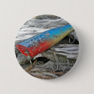 Vintag Lure Blue Streak Tackle Co Waltham MA Button
