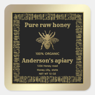 Vintag Luxus-Goldbiene/Bienenfarm Quadratischer Aufkleber