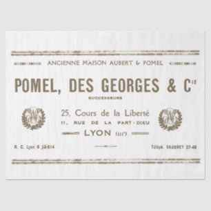 Vintag Lyon Französisch Business Typografy Wreaths Seidenpapier