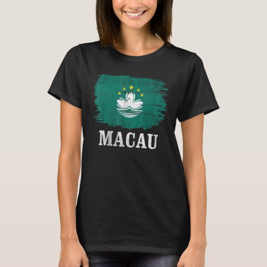 Vintag-Macau-Flagge T-Shirt (Vorderseite)