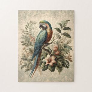 Vintag Macaw Botanical Painting Puzzle
