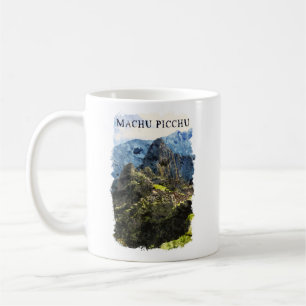 Vintag Machu Picchu Peru Wasserfarbenmalerei Kaffeetasse