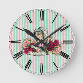 Vintag Mad Hatter Runde Wanduhr