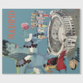 Vintag Madrid Spanien Flugreise Geschenkpapier (Flach)