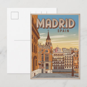Vintag Madrid Spanien Himmel Aussicht Souvenirs, G Postkarte