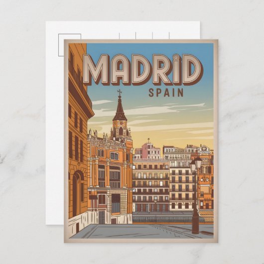 Vintag Madrid Spanien Himmel Aussicht Souvenirs, G Postkarte (Vorne/Hinten)