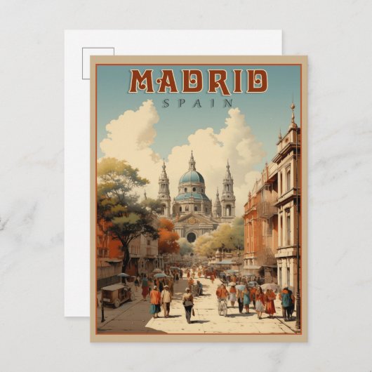 Vintag Madrid, Spanien Postkarte (Vorne/Hinten)