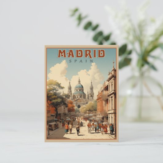 Vintag Madrid, Spanien Postkarte (Stehend Vorderseite)