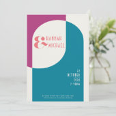 Vintag Magenta Aquamarine Einladung (Stehend Vorderseite)