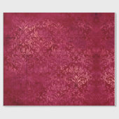 Vintag Magenta Gold Damask Grunge Textur Geschenkpapier (Flach)