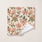 Vintag Magnolia Blossom Blume Botanisches Muster Badhandtuch Set (Waschlappen)