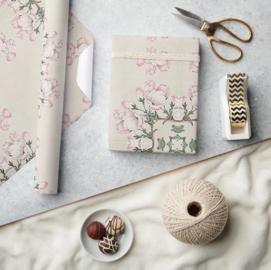 Vintag Magnolia Blossom Ephemera Muster Geschenkpapier (Kunsthandwerk)