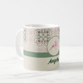 Vintag Magnolia Blossom Ephemera Muster Kaffeetasse (Vorderseite Links)