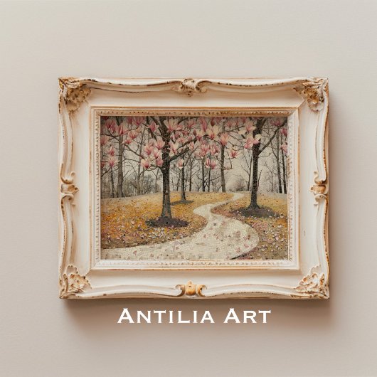 Vintag Magnolia Blossom Mosaik Botanischer Park Poster