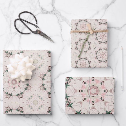 Vintag Magnolia Floral Ephemera Muster Geschenkpapier Set (Vorderseite)