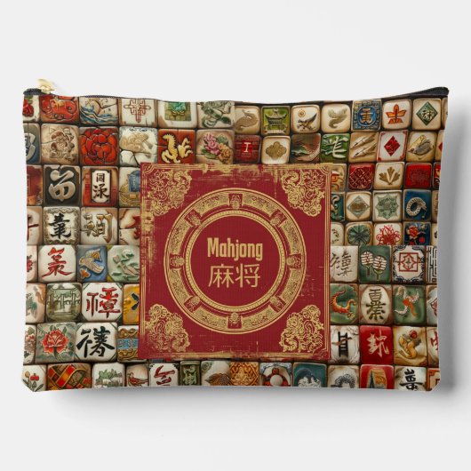 Vintag Mahjong Designs Zubehörtasche (Vorderseite)
