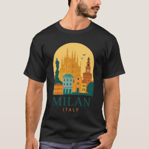 Vintag Mailand Duomo Italien Reisen Retro T - Shir T-Shirt