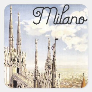 Vintag Mailand Italien Quadratischer Aufkleber