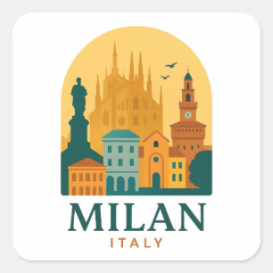Vintag Mailand Italien Reiseaufkleber Retro Duom Quadratischer Aufkleber