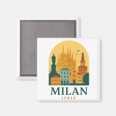 Vintag Mailand Italien Reisen | Retro Duomo Magnet (Vorderseite/Rückseite)