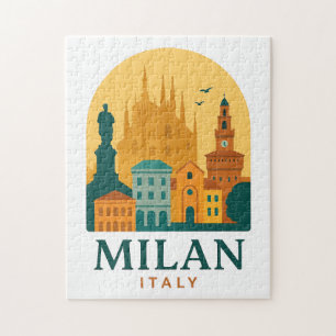 Vintag Mailand Italien Reisen   Retro Duomo Puzzle