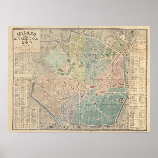 Vintag Mailand Map Poster (Vorne)