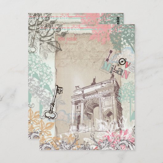 Vintag Mailänder Postkarte (Vorne/Hinten)