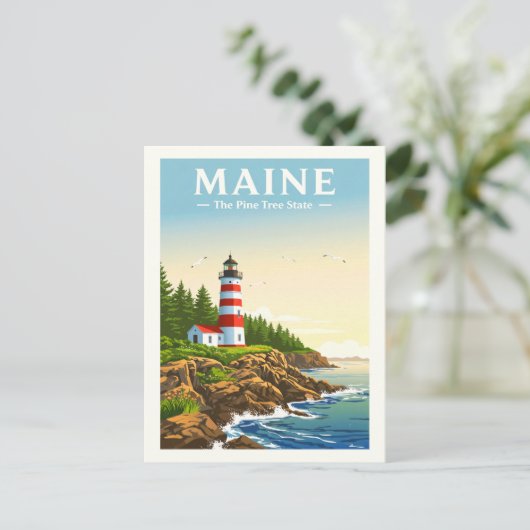 Vintag Maine Postkarte (Stehend Vorderseite)