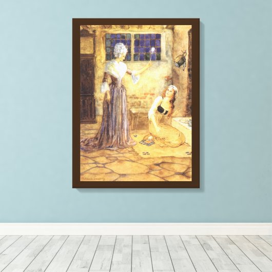 Vintag Mairy Tale Aschenputtel mit Fairy Godmutter Leinwanddruck (Insitu (Holzboden))