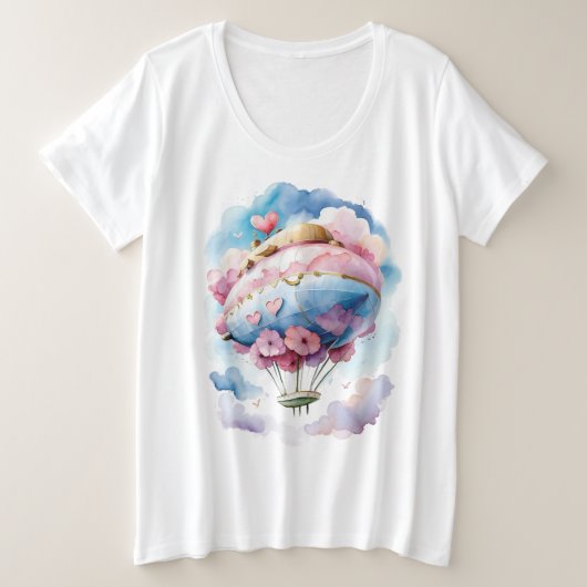 Vintag Mairytale Heißluftballon Große Größe T-Shirt (Design vorne)