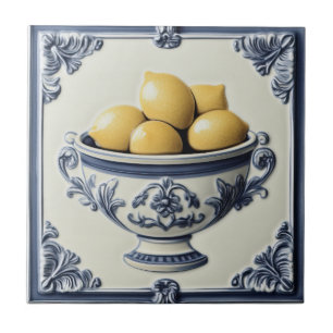 Vintag Majolica Lemon Tiles Fliese