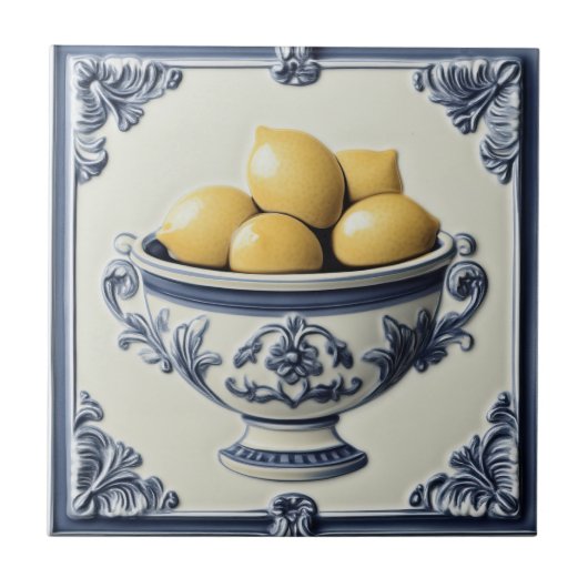 Vintag Majolica Lemon Tiles Fliese (Vorderseite)
