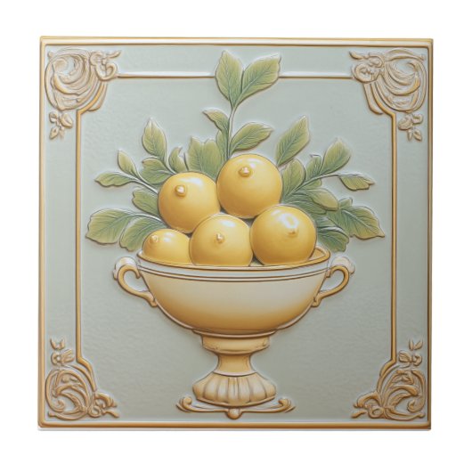 Vintag Majolica Lemon Tiles Fliese (Vorderseite)