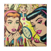Vintag Makeup Girls Comic Fliese (Vorderseite)