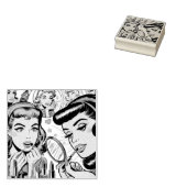 Vintag Makeup Girls Comic Gummistempel (Stempel)