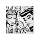 Vintag Makeup Girls Comic Gummistempel (Prägung)