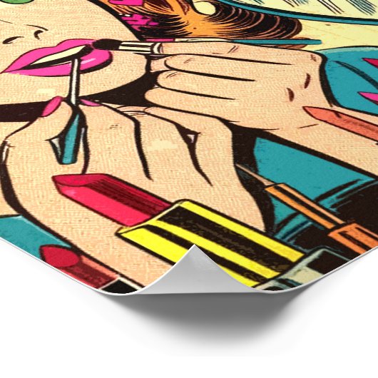 Vintag Makeup Girls Comic Poster (Ecke)