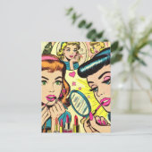 Vintag Makeup Girls Comic Postkarte (Stehend Vorderseite)