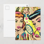 Vintag Makeup Girls Comic Postkarte (Vorne/Hinten)