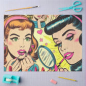 Vintag Makeup Girls Comic Seidenpapier (Basteln)