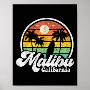 Vintag Malibu Beach California Ca Surfbrett S Poster