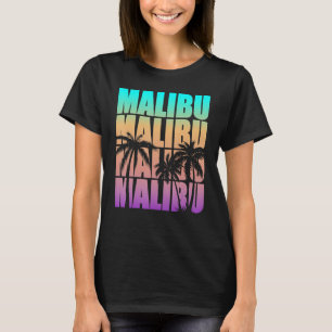 Vintag Malibu CA California Farbenfrohe Palmenbaum T-Shirt