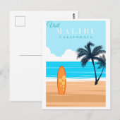 Vintag Malibu California Beach Travel Postkarte (Vorne/Hinten)