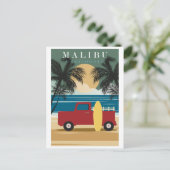 Vintag Malibu California Beach Travel Postkarte (Stehend Vorderseite)