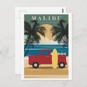 Vintag Malibu California Beach Travel Postkarte (Vorne/Hinten)