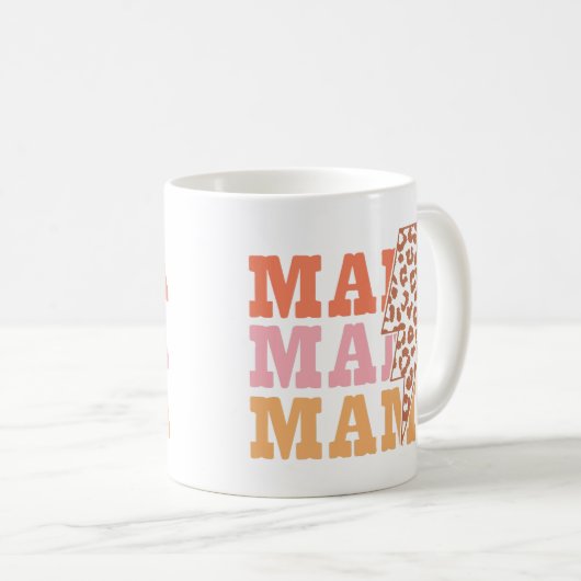 Vintag Mama Leopard Muster Kaffeetasse (VorderseiteRechts)